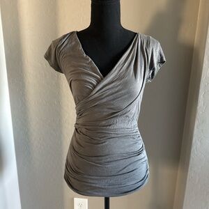 Candie's Chic Gray Wrap Blouse